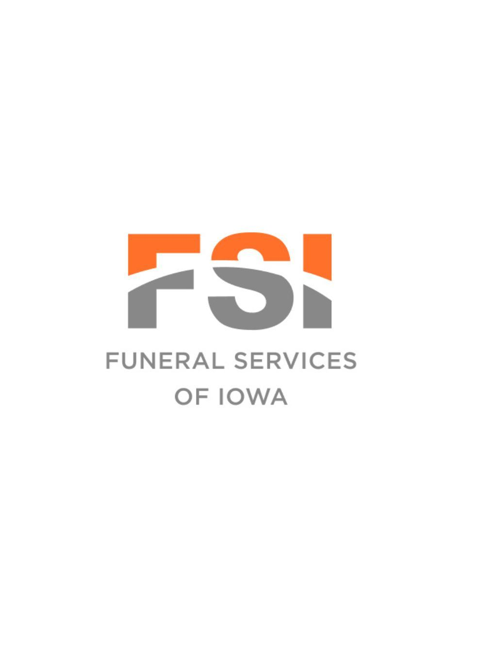FSI Funeral Services of Iowa logo in orange and gray on white background