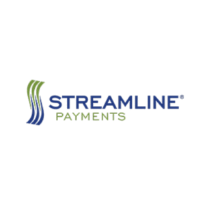 Streamline Payments logo with blue and green text and stylized wave icon