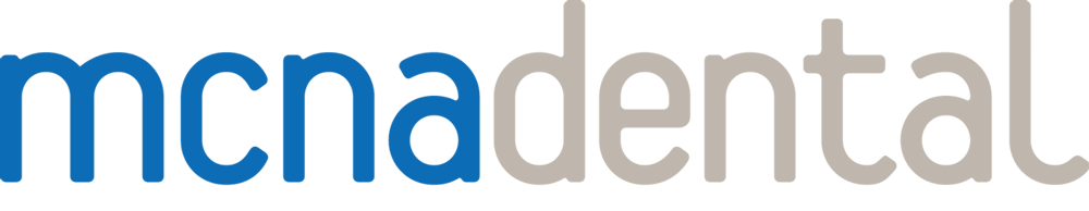 The logo for mcnadental is blue and gray on a white background.