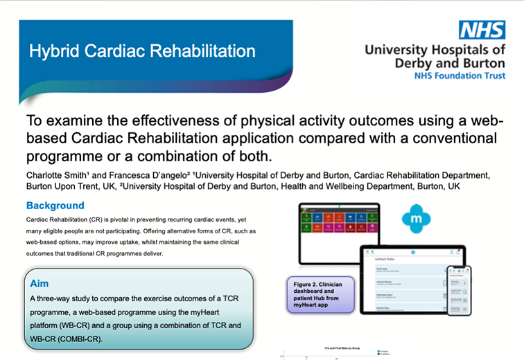 A poster for hybrid cardiac rehabilitation by university hospitals derby and burton
