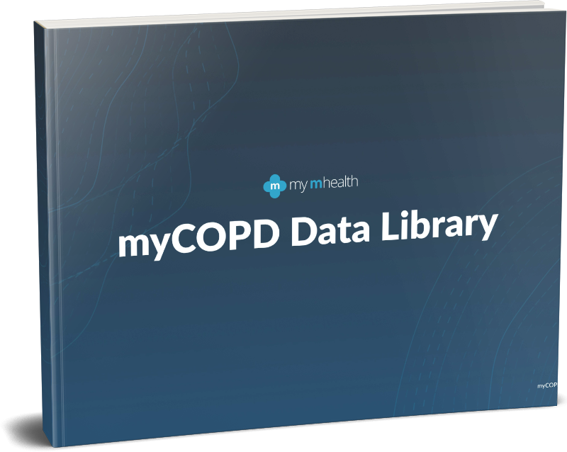 A blue book titled mycopd data library