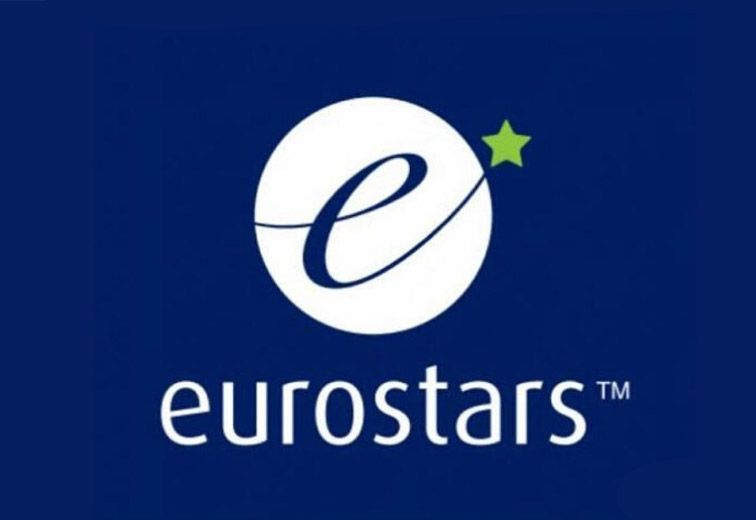 Eurostars logo on a blue background with a green star