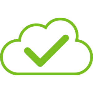 Green cloud with tick icon