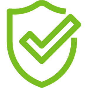 Green shield with tick