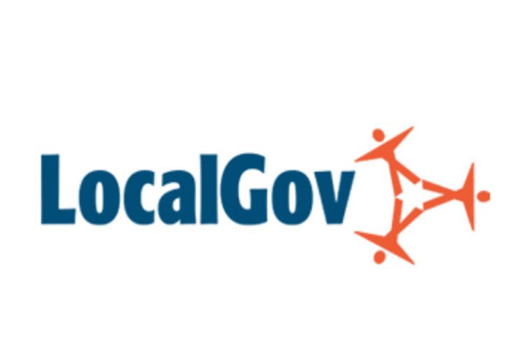 A blue and orange logo for local gov