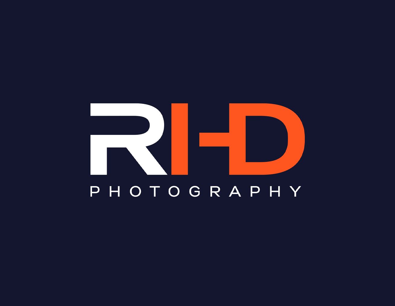A logo for rhd photography on a dark blue background.