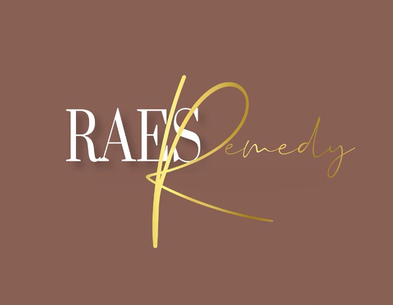 A logo for raf 's remedy is on a brown background.