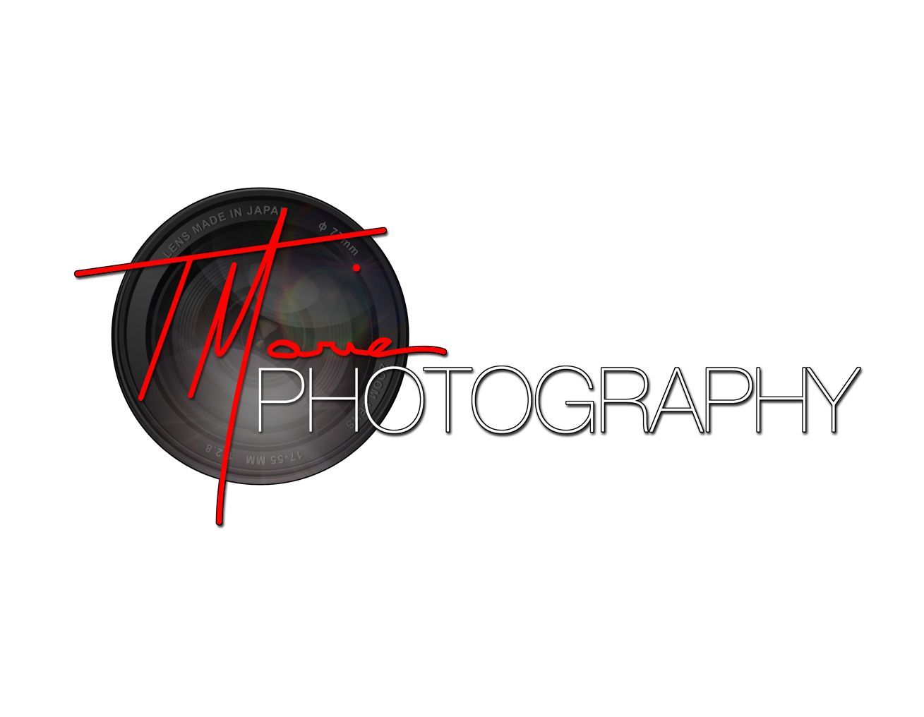 A logo for a photography company with a camera lens