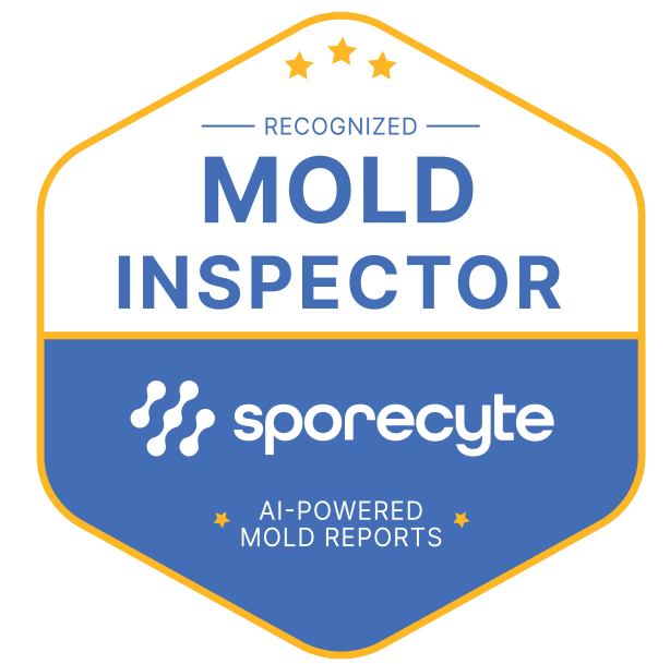 “Sporecyte AI mold analysis badge used in TXMoldAPG mold testing reports.”