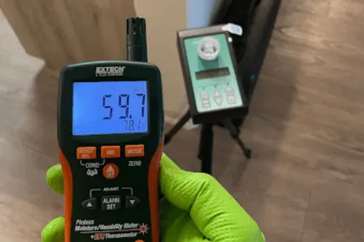 “Air and surface mold sampling during a professional mold inspection in DFW, Texas.”