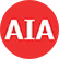 AIA logo in white letters on a red square background