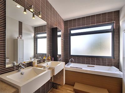 bathroom remodel with frosted window