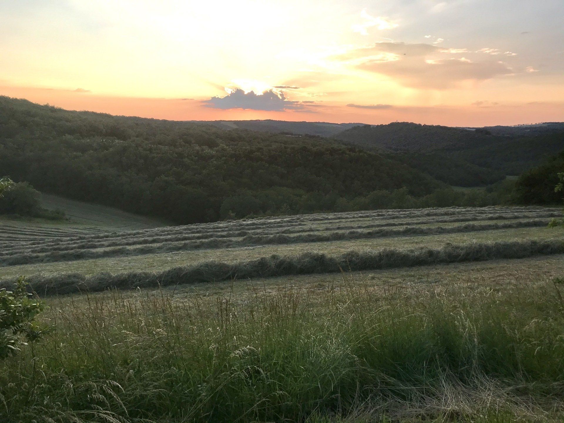 Un couché de soleil sur la campagne au Domaine des Verdier (46)