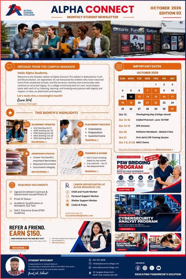 The October 2026 Alpha Connect newsletter, Edition 02