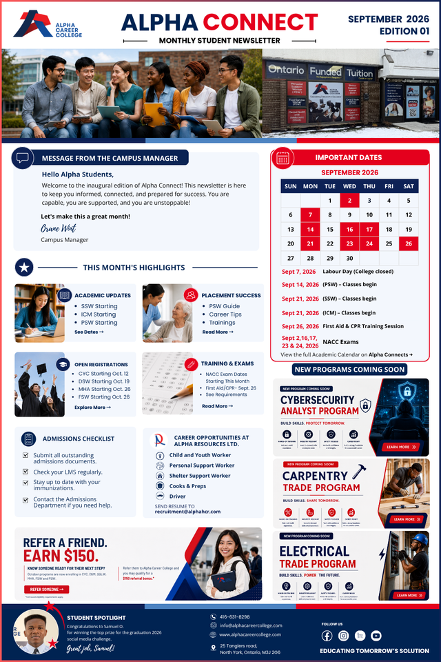 Cover of the September 2026 Alpha Connect newsletter
