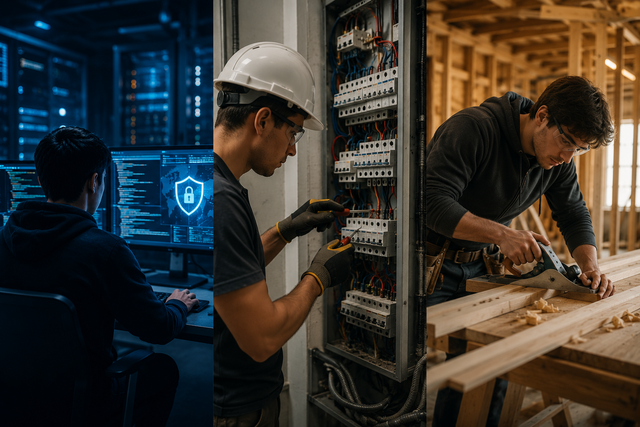 Students training in a technology and trades setting