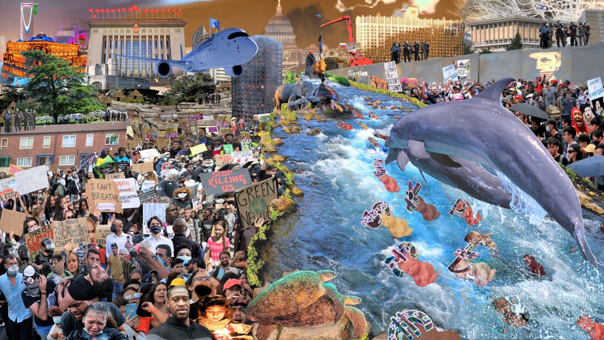 Crowds Parting - Digital  Montage  by Sheila Giles