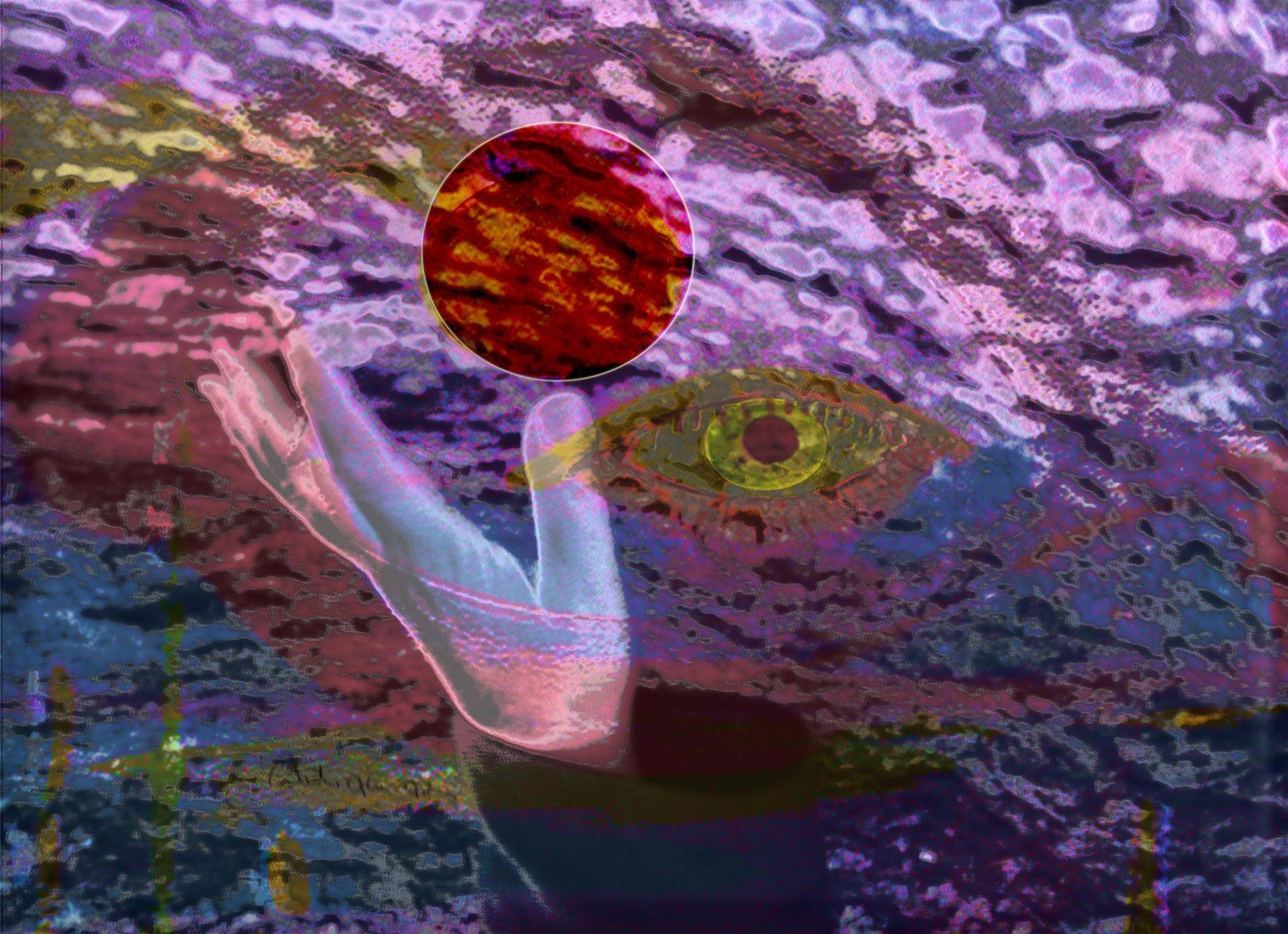 Touch The Purple Sea - Digital  Montage  by Sheila Giles