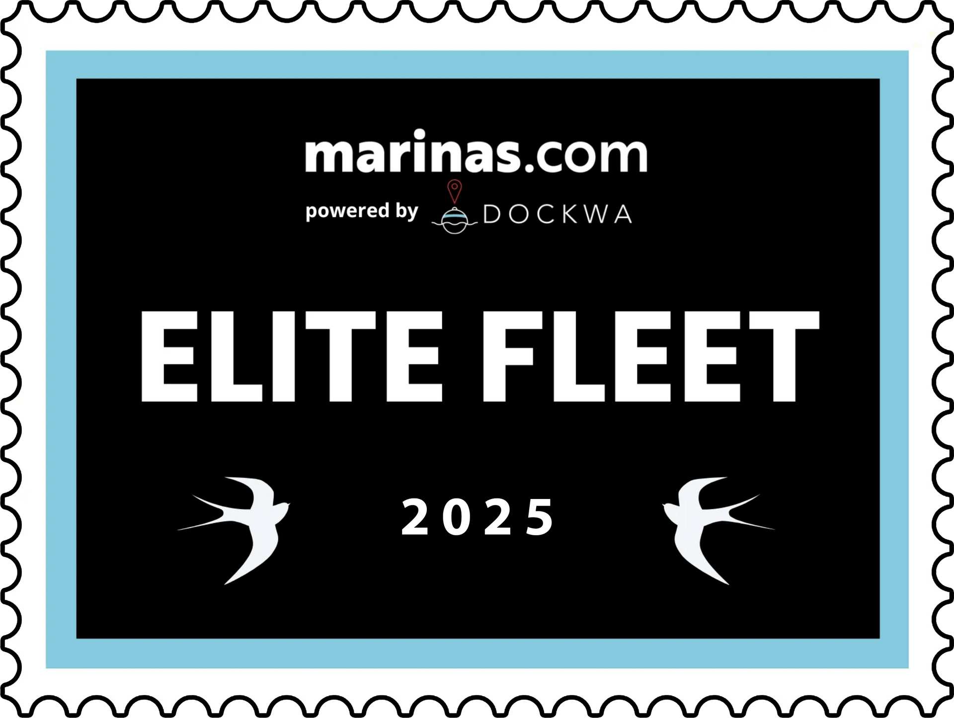A black and blue stamp with the words elite fleet 2024 on it.