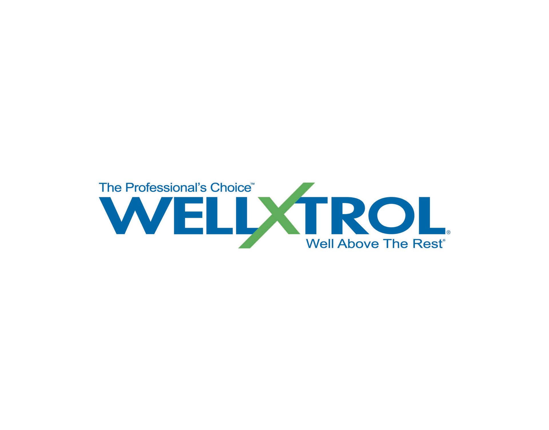 Logo for Wellxtrol, a professional product. Blue text,