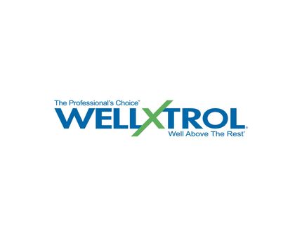 Logo for Wellxtrol, a professional product. Blue text, 