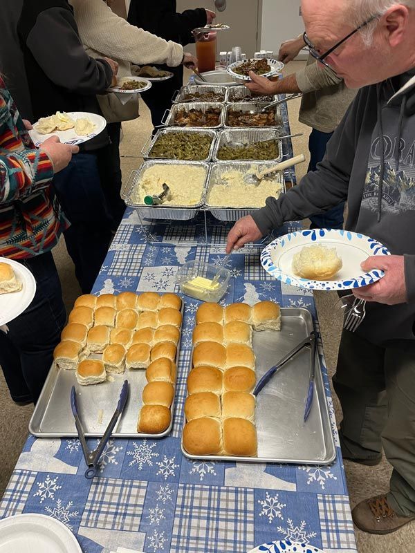 buffet line of food