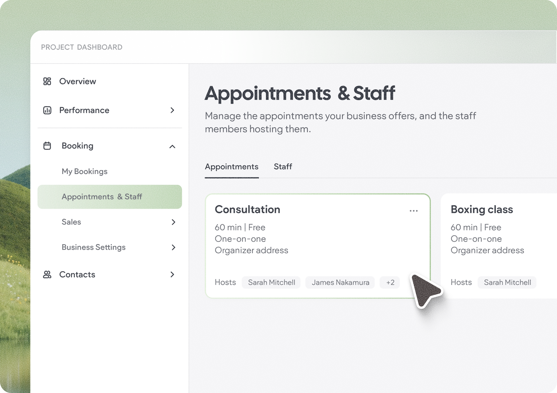 Overzicht van afspraakbeheer en medewerkers in Bookings