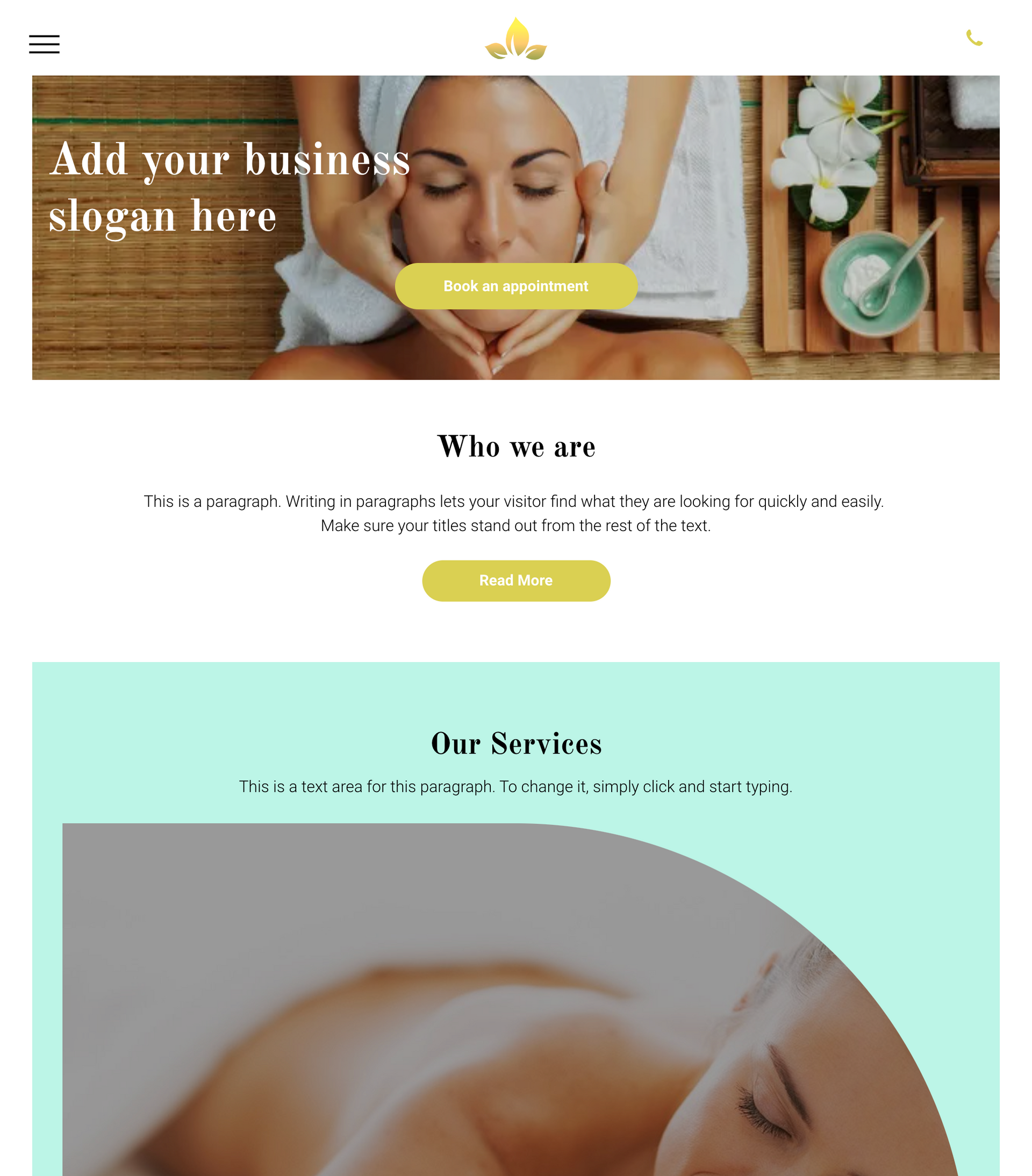 Spa Website Layout Spa Website Design