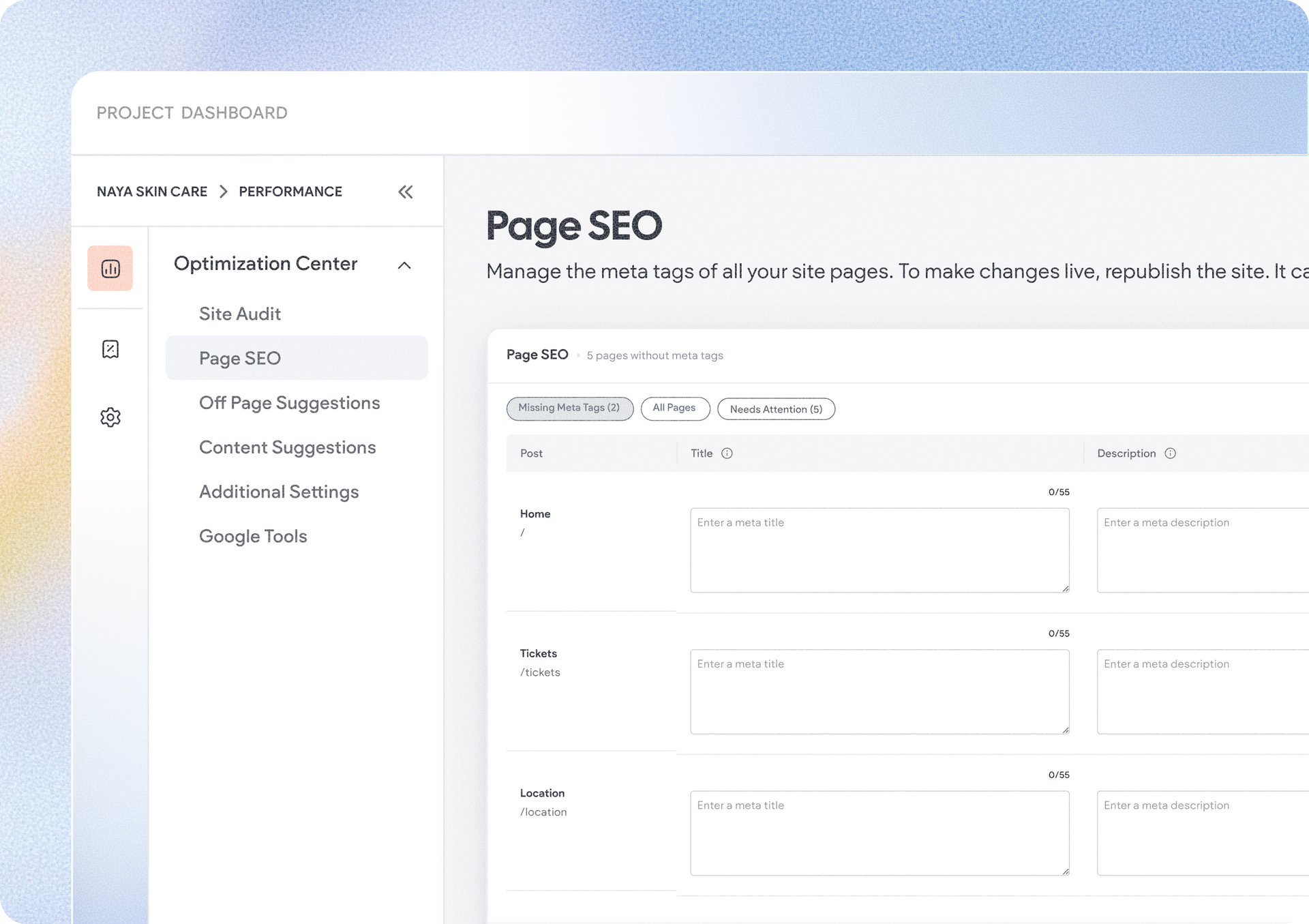 Overzicht van SEO-instellingen en formulieropties in het CMS
