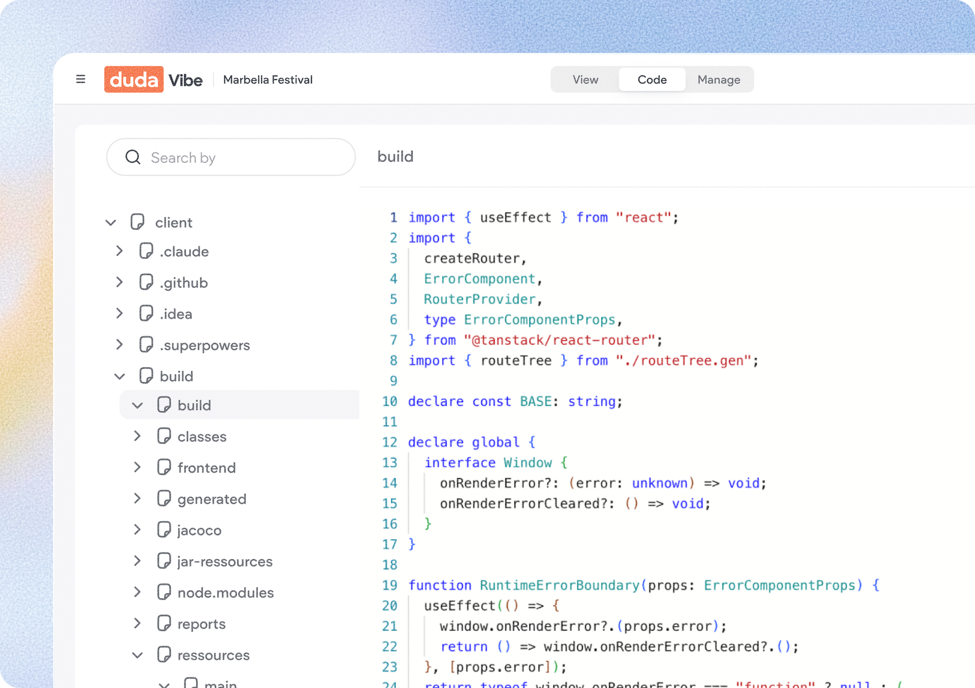 Codeweergave voor directe aanpassingen in een project