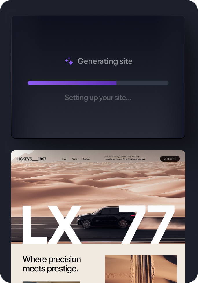 A screenshot of a website being generated on a tablet.