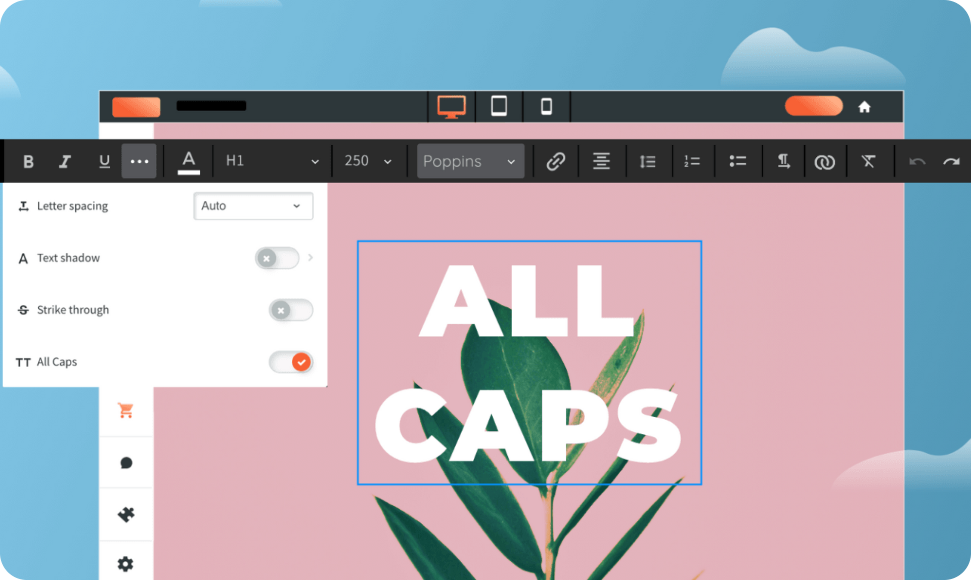 ALL CAPS: Now in the New Text Editor, image size:1920x1147