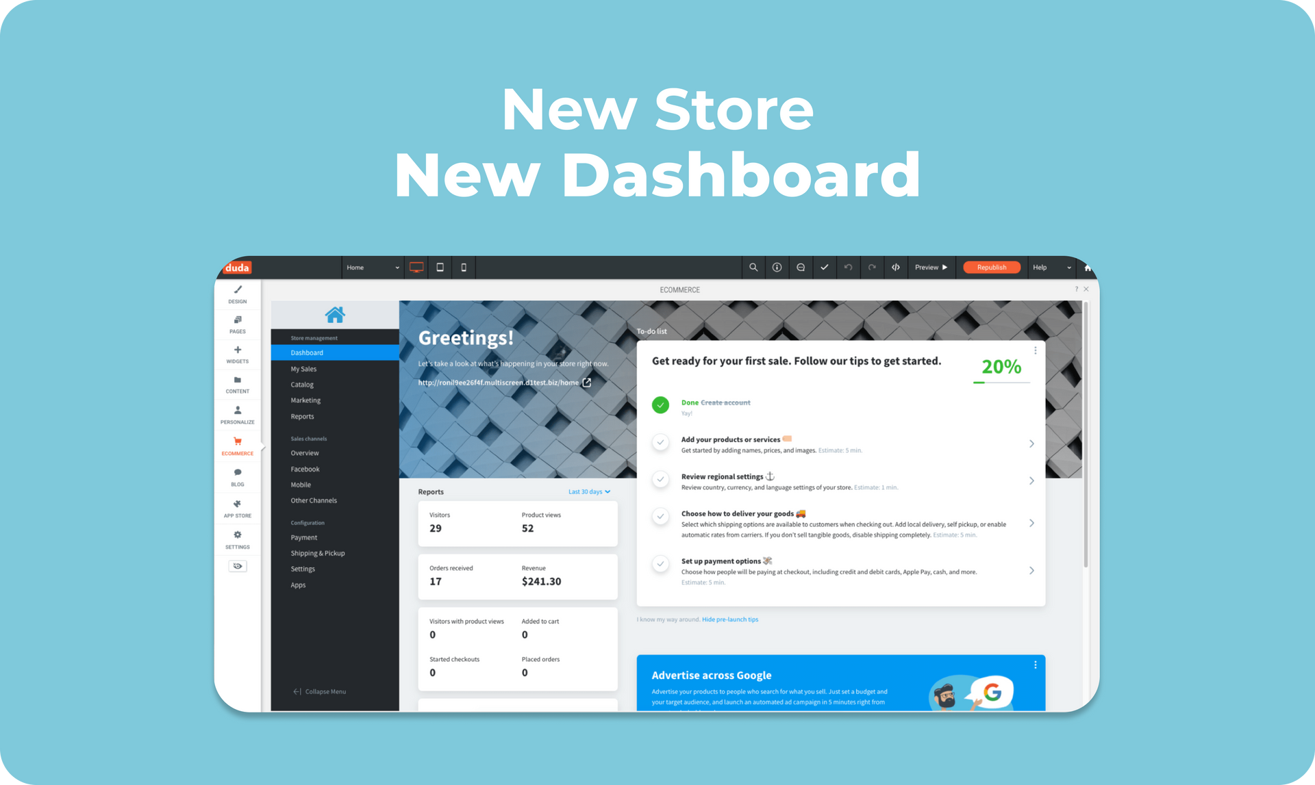 New Dashboards for New eCommerce Sites