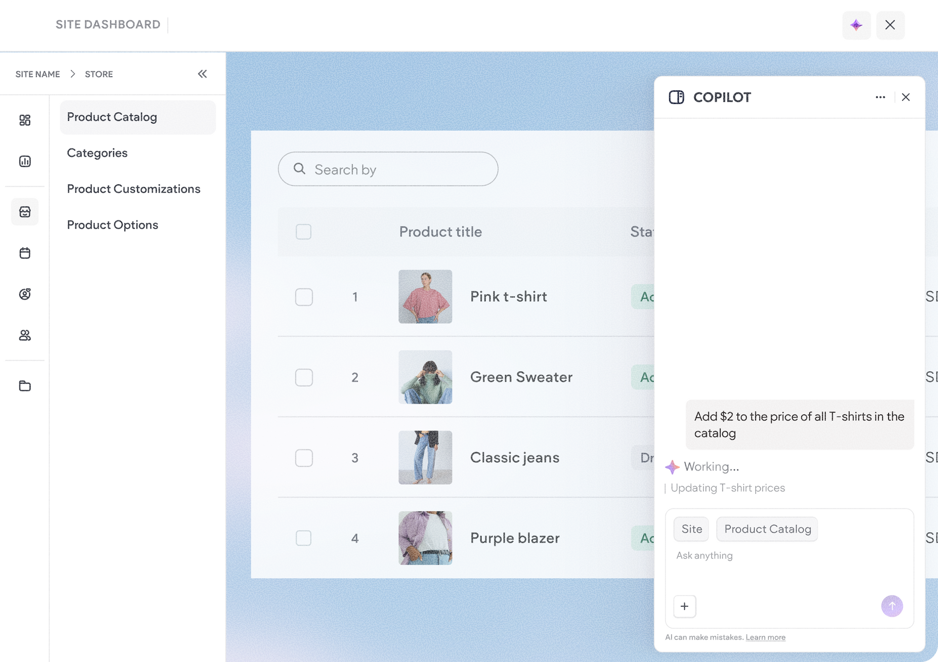 AI-assistent voor webshopbeheer in het CMS