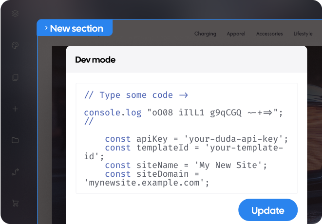A screenshot of a web page that says new section