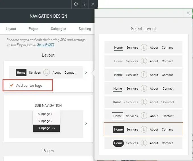 A screenshot of a web page that says navigation design