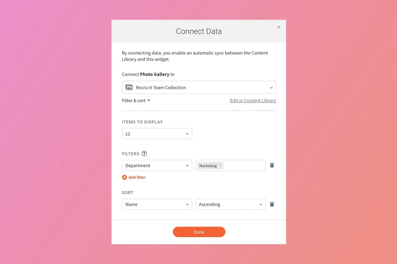 A screenshot of a web page with a pink and orange background.