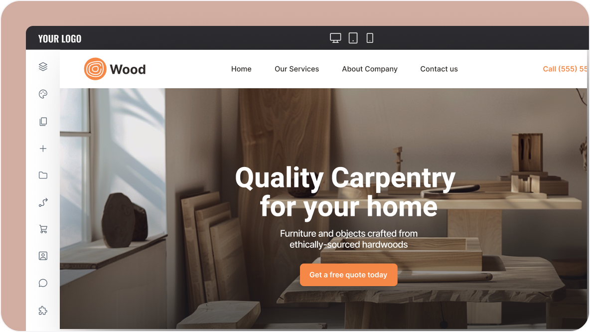 A screenshot of a website for quality carpentry for your home.