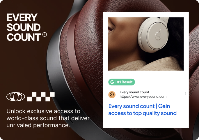 A picture of a person wearing headphones that says every sound count