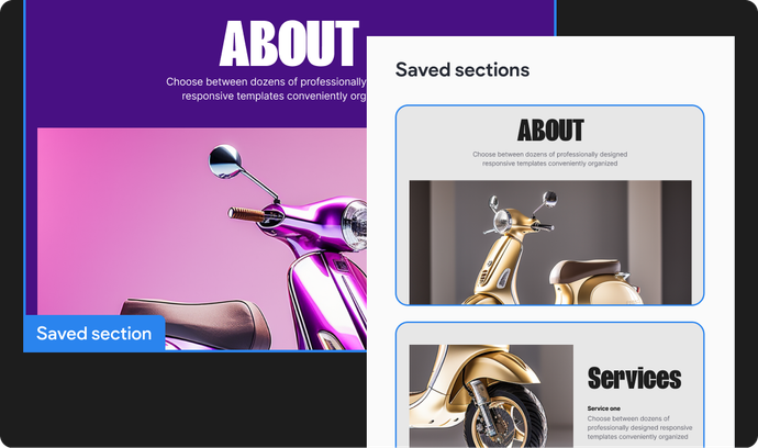 A purple and gold scooter is on a purple and black background.