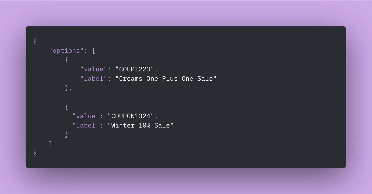 A black screen with white text on it is on a purple background.