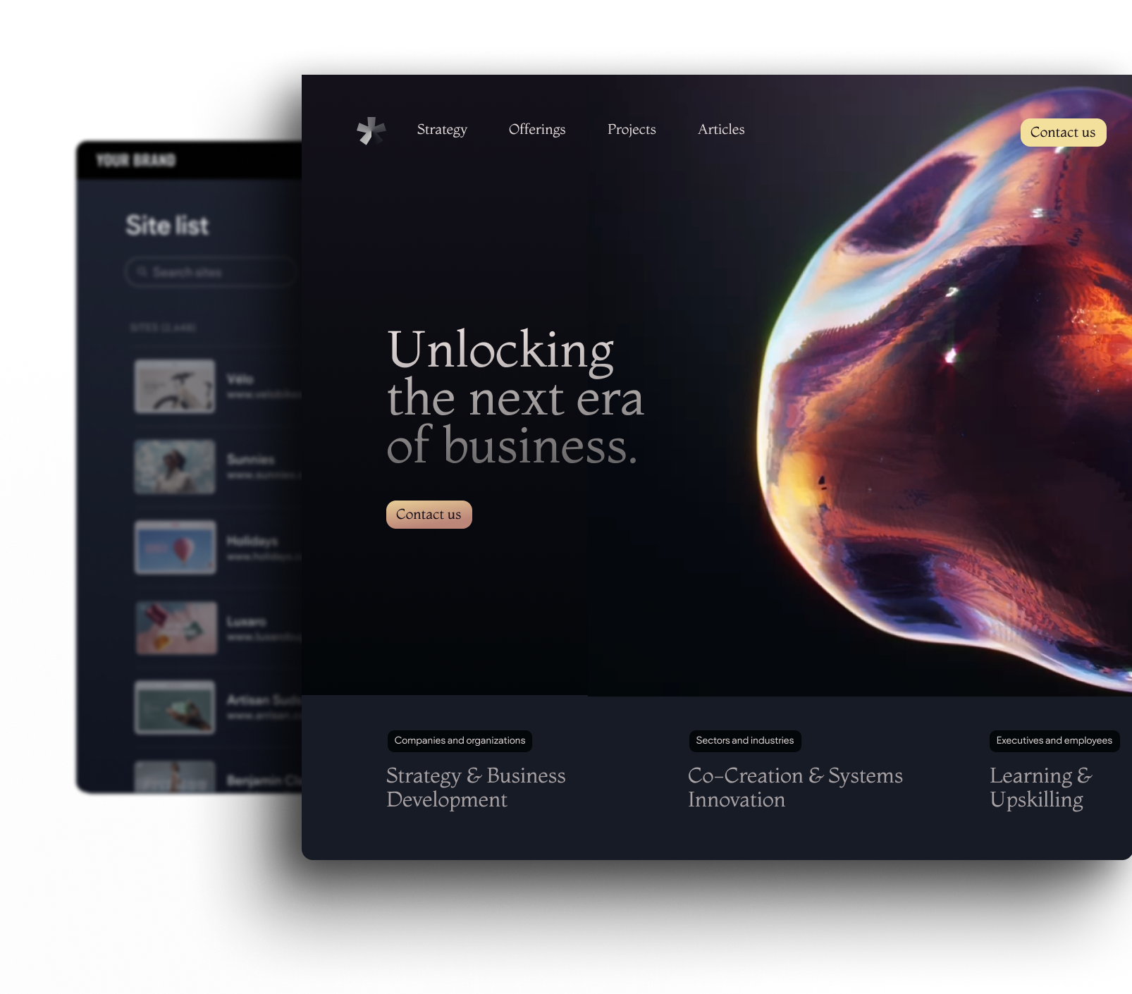 A computer screen that says unlocking the next era of business