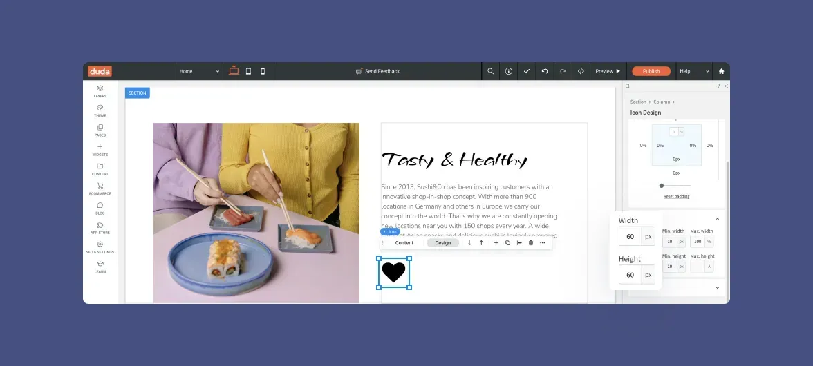 A computer screen with a picture of two people sitting at a table eating food.
