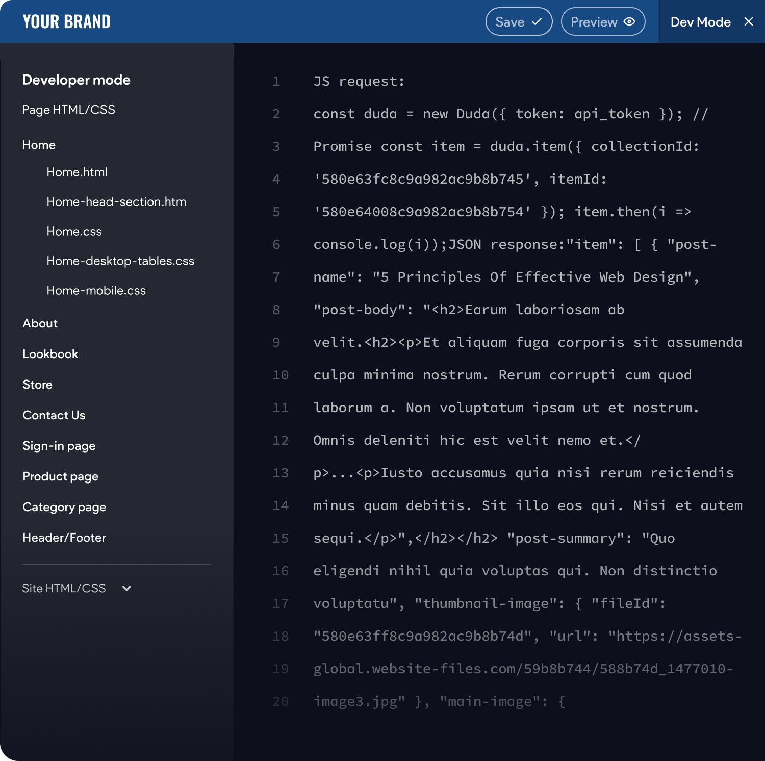 A screenshot of a website called your brand