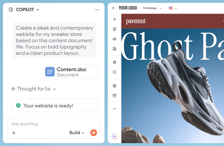 A website being generated by AI