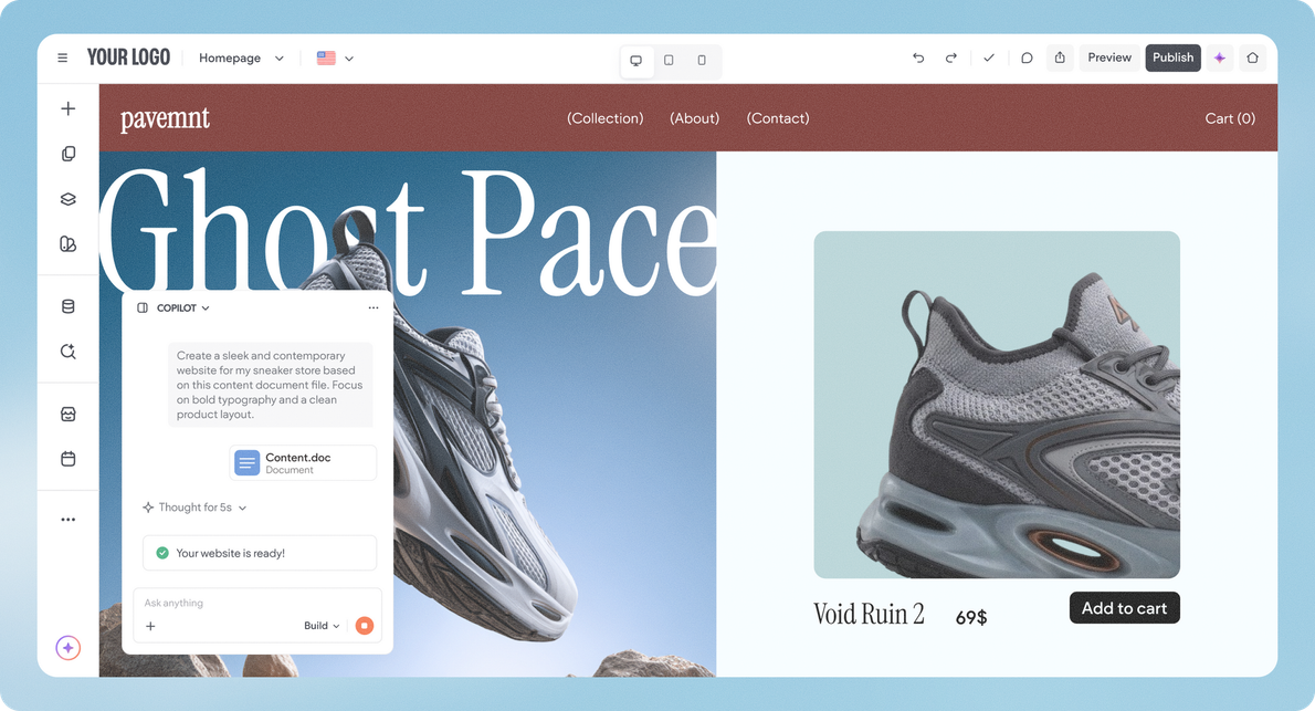 A website being generated by AI