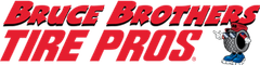 a logo for bruce brothers tire pros with a picture of a tire