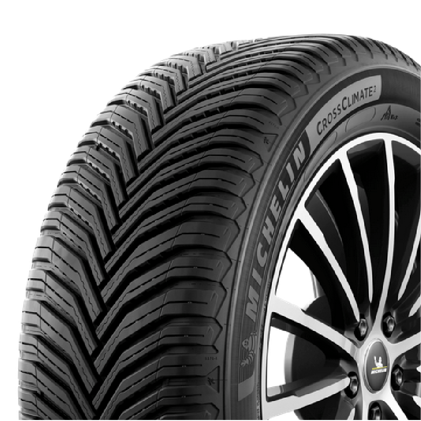 a michelin tire with a black rim on a white background