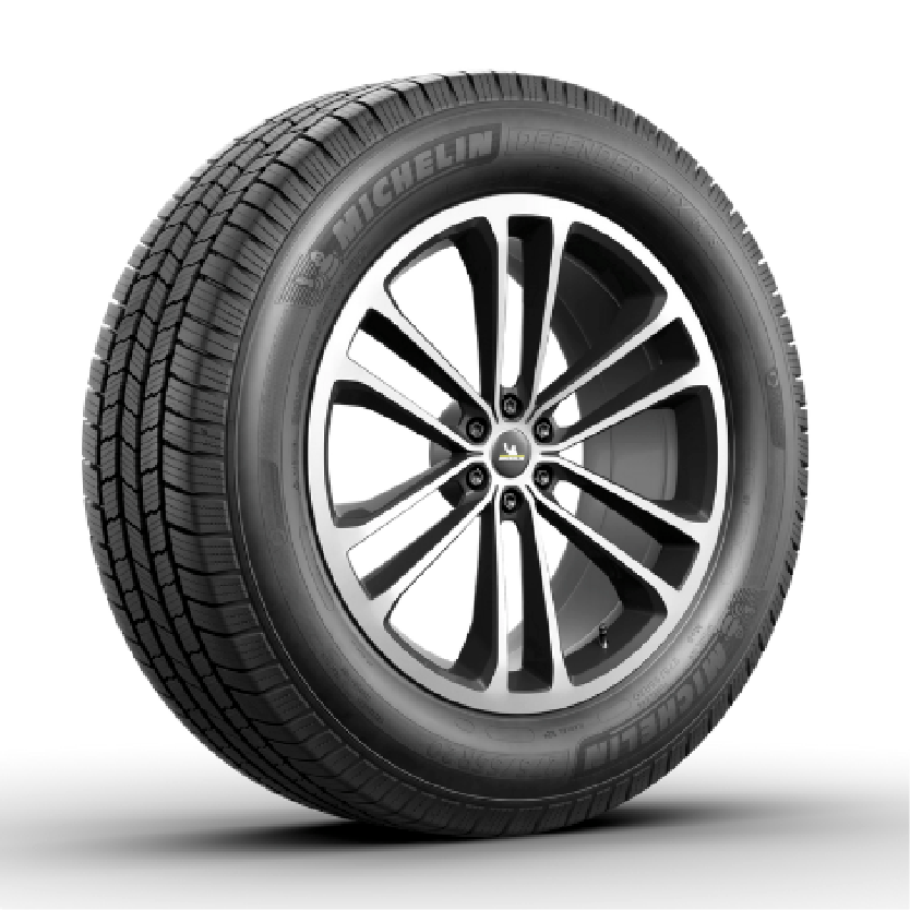 a michelin tire is shown on a white background