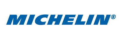 a blue michelin logo on a white background